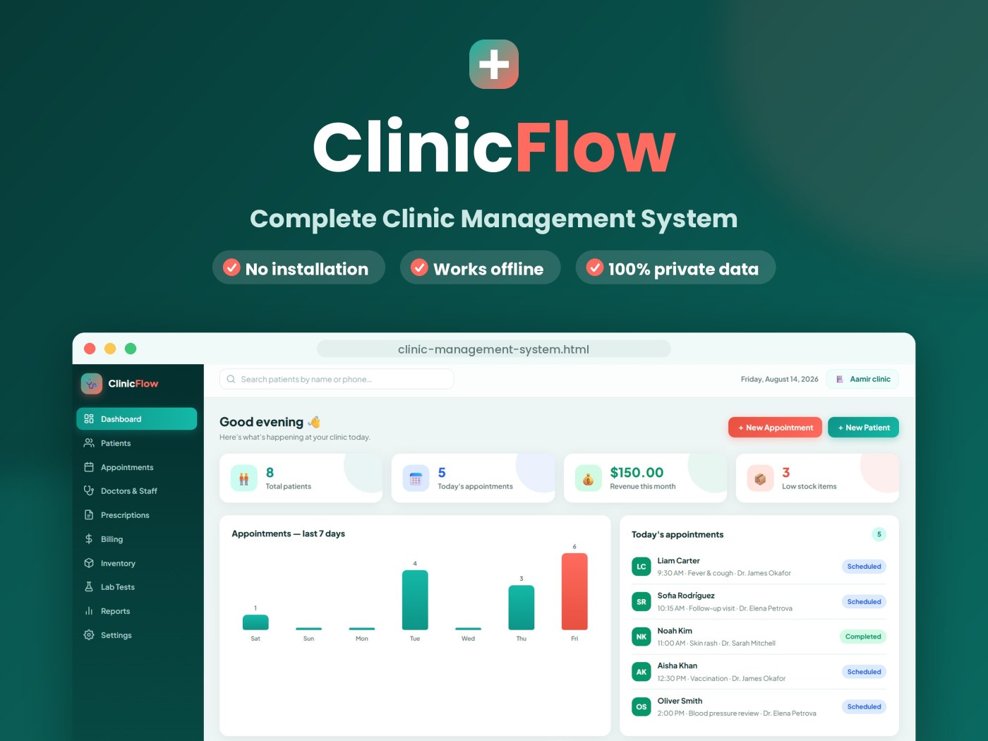 Clinic Management System | Patient Records, Appointments & Billing