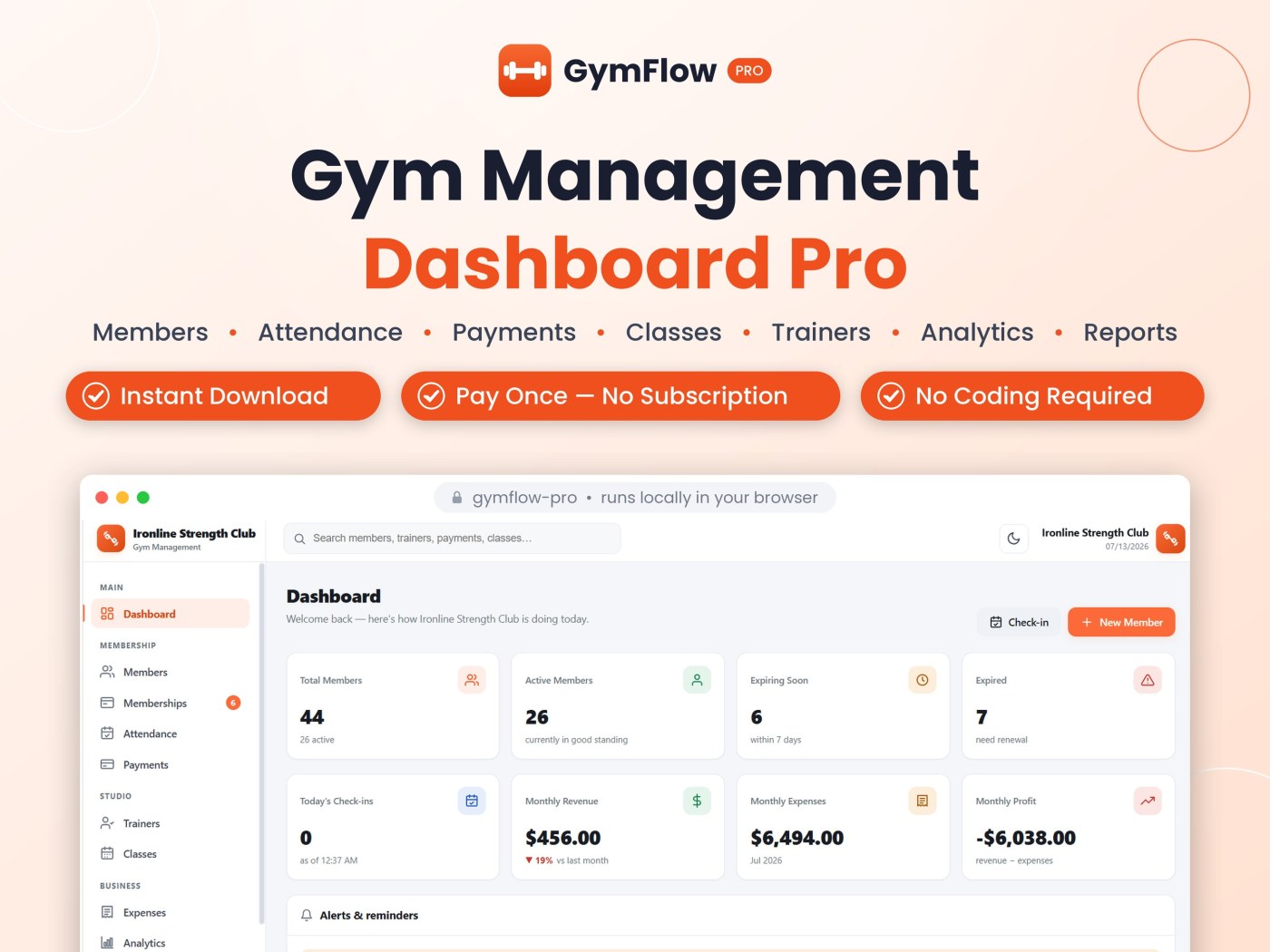 Gym Management Software | GymFlow Pro Member, Payment & Class Tracker