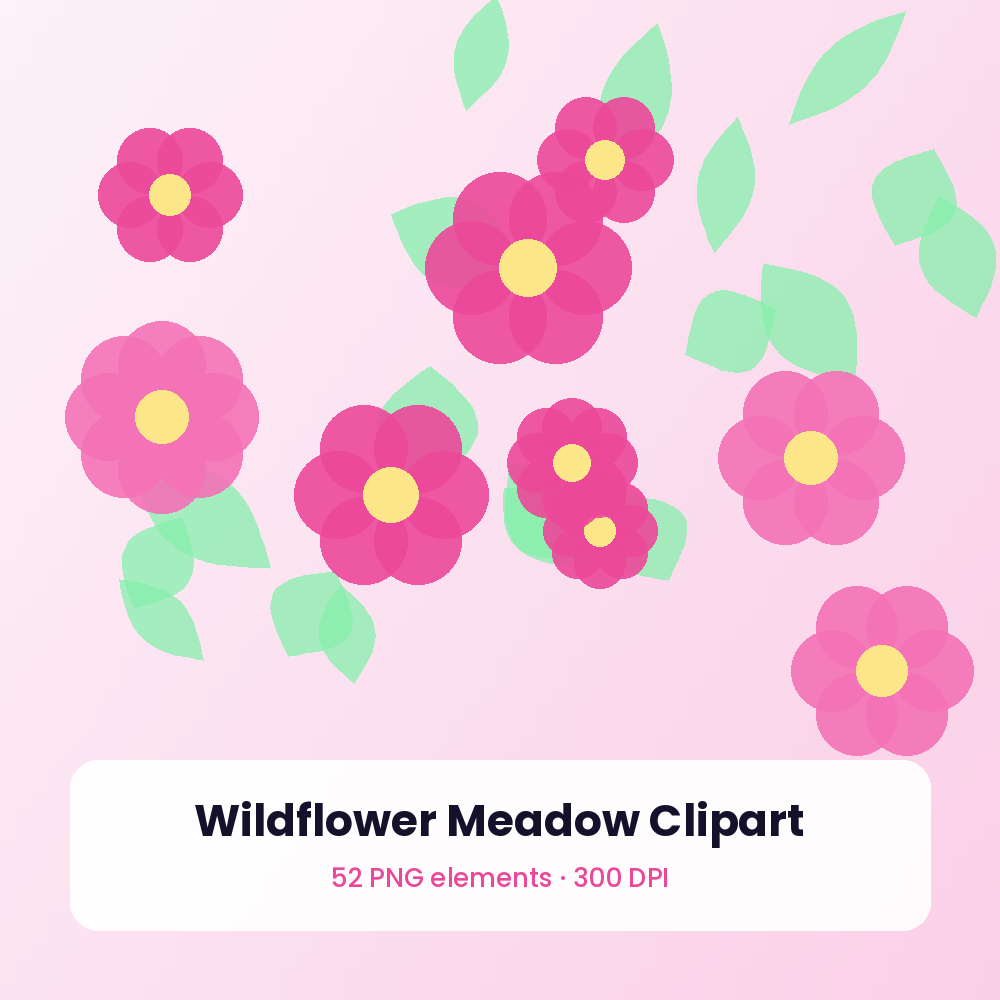 Wildflower Meadow Clipart Bundle