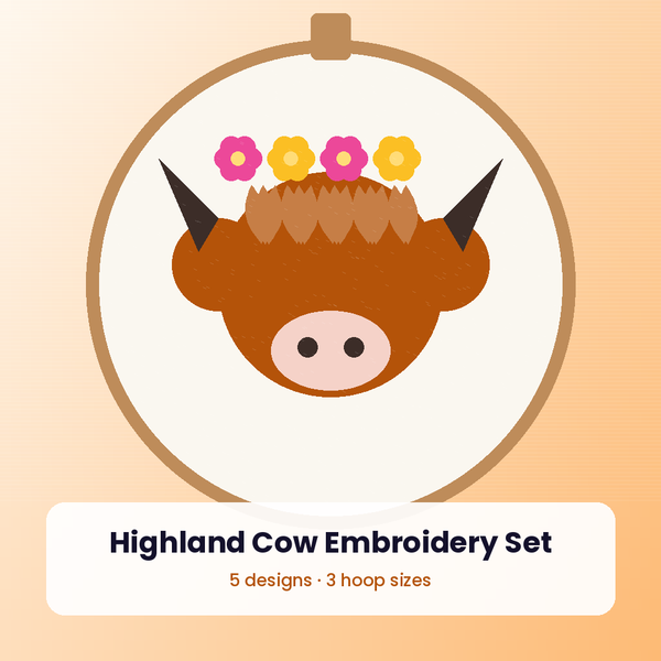 Highland Cow Embroidery Set